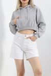 Şardonlu Oversize Crop Sweat Gri - 21391.200.